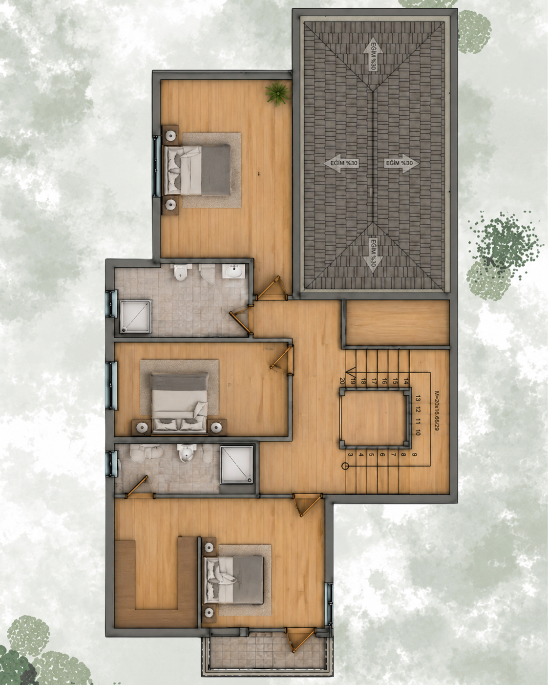 Villa Tip 2 Kat Planları