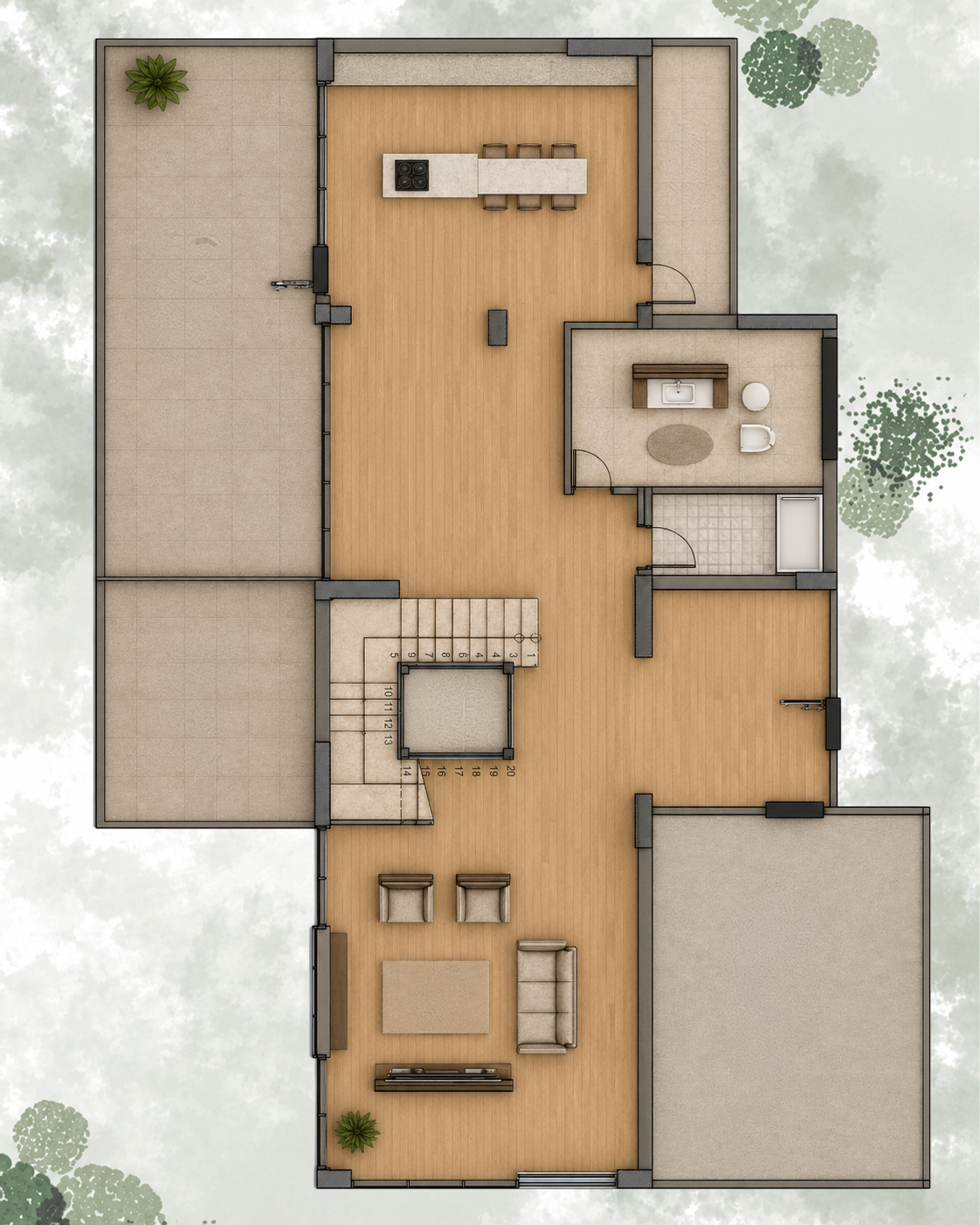 Villa Tip 3 Kat Planları