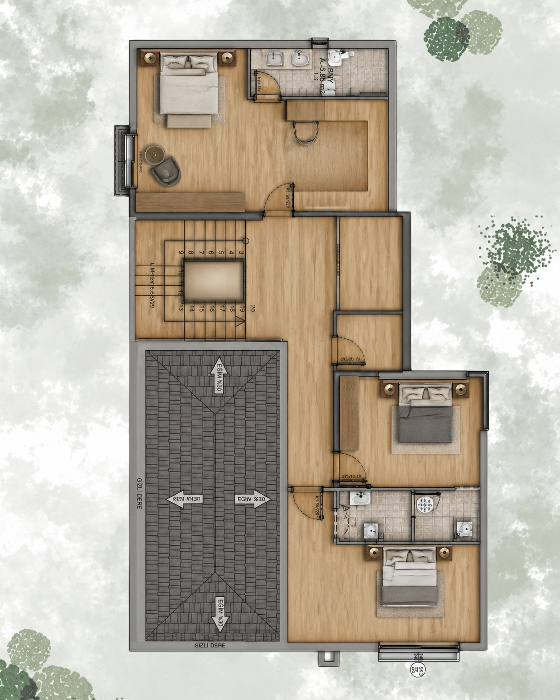 Villa Tip 1 Kat Planları